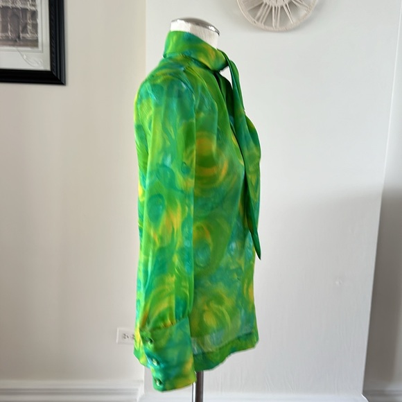 Vintage Elite green psychedelic print blouse - Picture 3 of 9